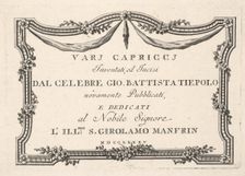 Title page, from Varj Carpiccj, 1785. Creator: Giovanni Battista Tiepolo