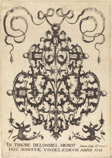 Title Page: Large Pendant, Two Winged Imaginary Figures at Bottom, 1596. Creator: Daniel Mignot