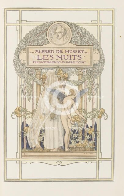Title page "Les Nuits" by Alfred de Musset, 1911. Creator: Giraldon, Adolphe (1855-1933).