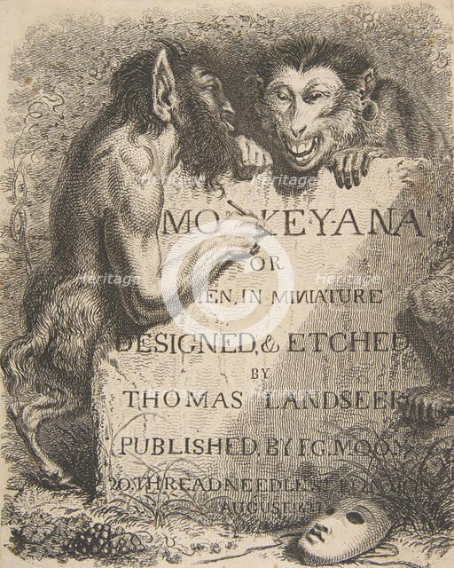 Title Page: Monkey-Ana or Men, in Miniature, December 1, 1827., December 1, 1827. Creator: Thomas Landseer.