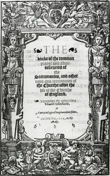 Title page of Thomas Cranmer's Book of Common Prayer, 1549. Creator: Unknown