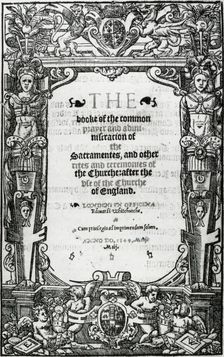 Title page of Thomas Cranmer's Book of Common Prayer, 1549. Creator: Unknown