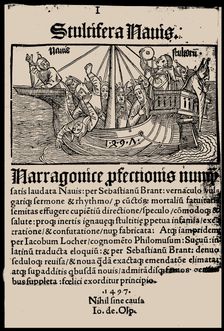 Title page of the book "Ship of Fools" by Sebastian Brant, 1497. Creator: Anonymous