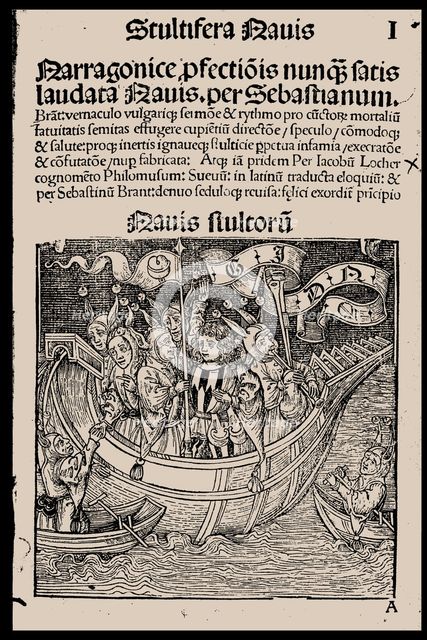 Title page of the book "Ship of Fools" by Sebastian Brant, 1497. Creator: Anonymous.