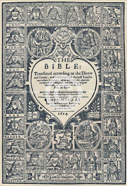 'Title Page of the Geneva Bible', 1614, (1947). Artist: Unknown.