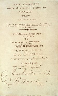 Title page of "The Foundling - A Tale Of Our Own Times by Captain Tree", 1833. Creator: Charlotte Bronte