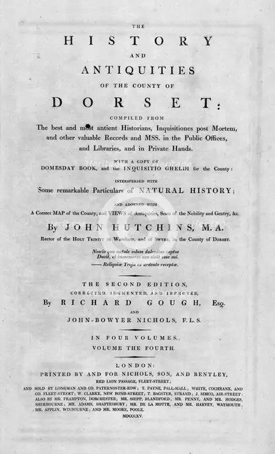 Title page of 'The History and Antiquities of the County of Dorset', 1815.   Creator: Unknown.
