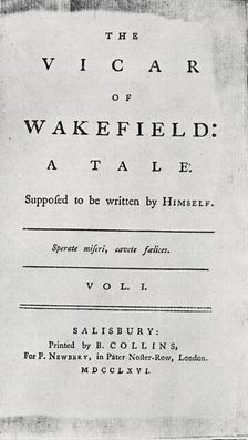 Title Page of The Vicar of Wakefield 1766