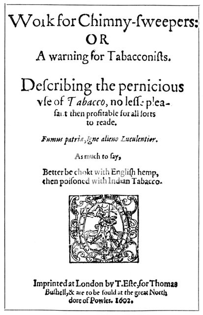 Title page of Work for Chimney Sweepers or A Warning for Tobacconists, 1602 (1956). Artist: Unknown