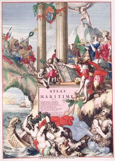 Title page of a maritime atlas, c1693-c1694. Creator: Romeyn de Hooghe