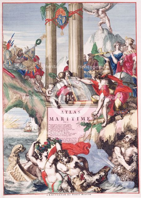 Title page of a maritime atlas, c1693-c1694. Creator: Romeyn de Hooghe.