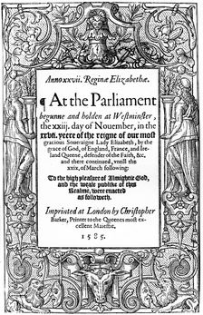 Title page of Acts of Parliament, 1585, (1893)