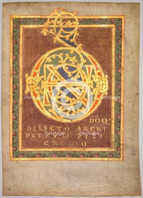 Title Page of Abbot Berno's "Tonarius:" Initial D[omino], c.1030. Creator: Unknown.