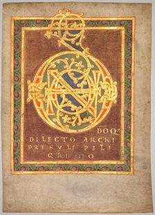 Title Page of Abbot Berno's "Tonarius:" Initial D[omino], c.1030. Creator: Unknown