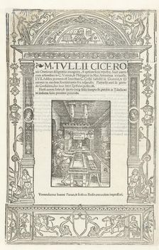 Title page of "Cicero's Orationes" with Printer's mark of Jodocus Badius, 1520. Creator: Dürer, Albrecht, (Workshop)