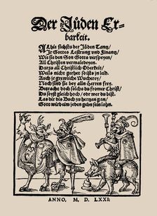 Title page of "Der Juden Erbarkeit", 1571. Creator: Anonymous