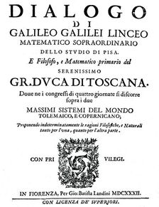 Title page of Dialogo, by Galileo, 1632