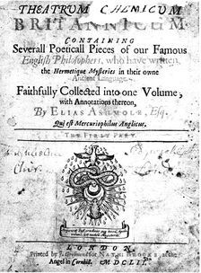 Title page of Elias Ashmole's "Theatrum Chemicum Britannicum", 1652. Creator: Unknown