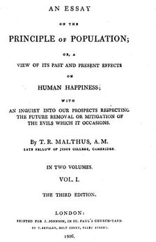 Title page of Essay on the Principle of Population by Thomas Malthus, 1806. Artist: Thomas Malthus
