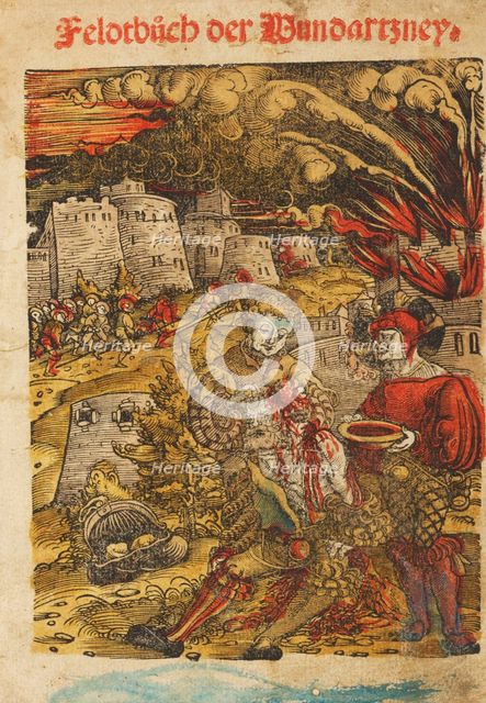 Title page of "Feldtbuch von der Wundartzney" by Hans von Gersdorff, 1526. Creator: Anonymous.