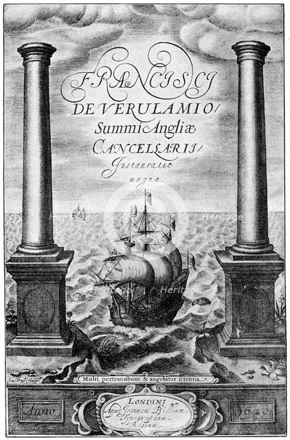 Title page of Francis Bacon's Instauratio Magna, 1620 (1893). Artist: Unknown