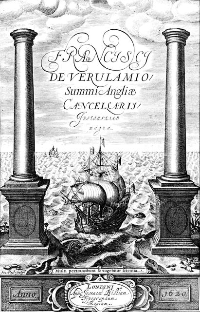 Title page of Instauratio Magna, by Francis Bacon, 1620. Artist: Unknown