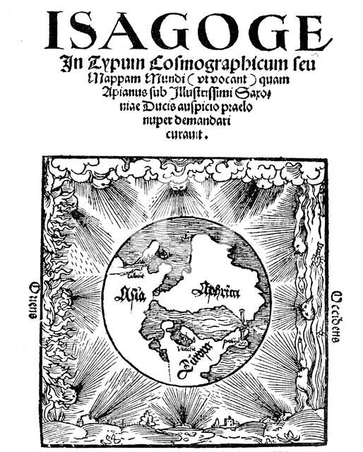 Title page of Isagoge in Typum Cosmographicum seu Mappam Mundi by Peter Apian, 1523. Artist: Unknown