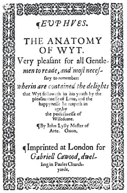 'Title-Page of John Lyly's Euphues or The Anatomy of Wit, First Edition', 1579, (1942). Creator: Unknown.