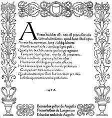 Title page of Kalendarium by Regiomontanus, 1476, (1893)