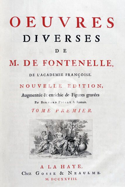 Title page of Oeuvres Diverses by Bernard Fontenelle, 1728. Artist: Bernard Fontenelle