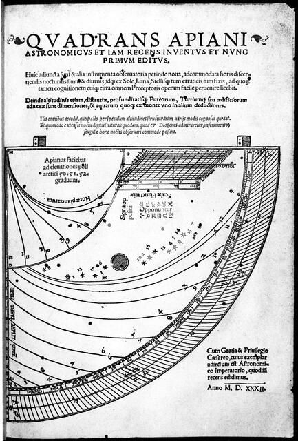 Title page of Quadrans Apiani by German mathematician and astronomer Peter Apian, 1532. Artist: Unknown