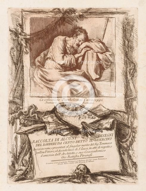 Title Page of Raccolta di alcuni disegni del Barberi da Cento Ietto il Gerucino, 1764. Creator: Giovanni Battista Piranesi (Italian, 1720-1778).