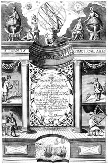 Title page of Samuel Sturmy, "Mariners Magazine", London, 1669. Creator: Samuel Sturmy