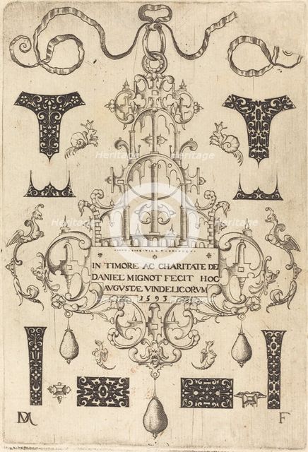 Title Page: Pendant, Surrounded by Eight Small Studs, 1593. Creator: Daniel Mignot.