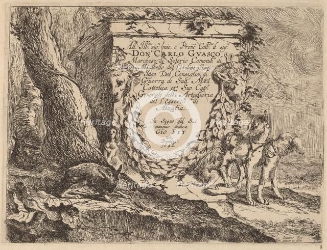Title Page: Pedestal and a Pair of Dogs, 1642. Creator: Jan Fyt.