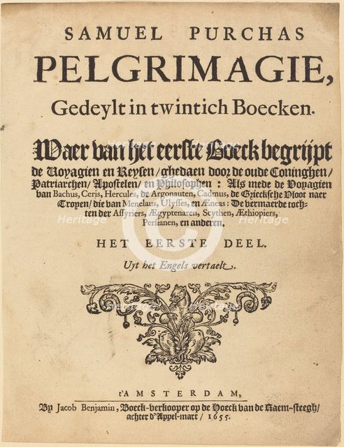 Title Page, published 1655. Creator: Unknown.