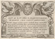 Title plate for the series The Labors of Hercules with the arms of Cardinal Francesco Ma..., 1608. Creator: Antonio Tempesta