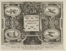 Title Plate from "The Introduction of the Silkworm" [Vermis Sericus], ca. 1595 Creator: Karel van Mallery