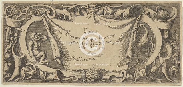 Title Plate, from Quinque Sensuum (Five Senses), ca. 1655. Creator: Francis Cleyn.