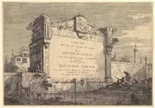 Title plate of Vedute altre prese da i luoghi altre ideate with title and publicatio..., 1735-46. Creator: Canaletto