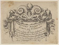 Title Plate with Two Satyr Heads, from Divers Masques, ca. 1635-45. Creator: Francois Chauveau
