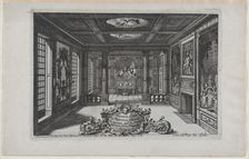 Title Plate with a Cartouche Set in a Lavish Interior, from Nouveaux Liu..., published 1703 or 1712. Creator: Daniel Marot