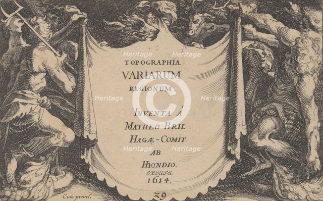 Title to Topographia Variarum Regionum, 1614. Creator: Simon Wynhoutsz Frisius.