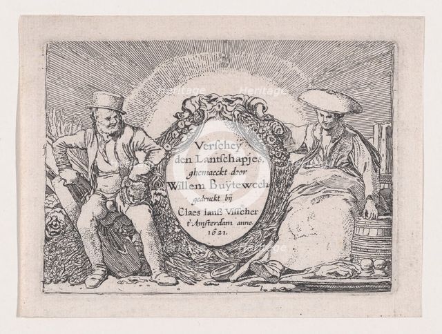 Titlepage, from Verscheyden Landtschapjes (Various Little Landscapes), Plate 1, ca. 1616, Creator: Willem Pietersz. Buytewech.