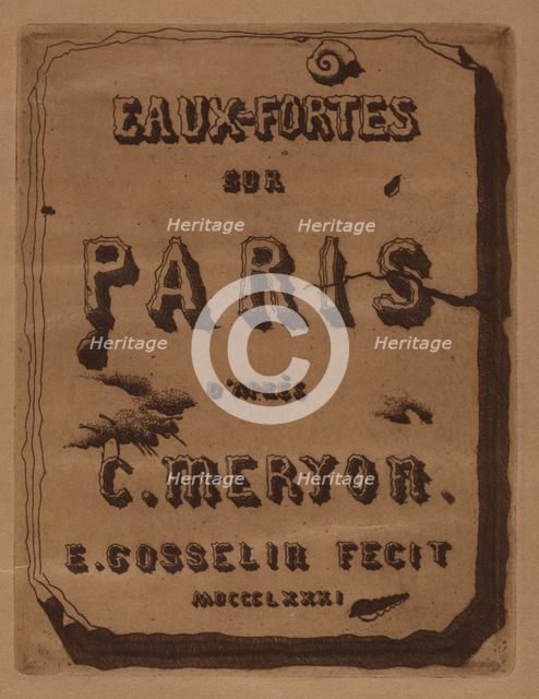 Titre des Eaux-fortes sur Paris: Cover, 1871. Creator: Edmond Gosselin (French).