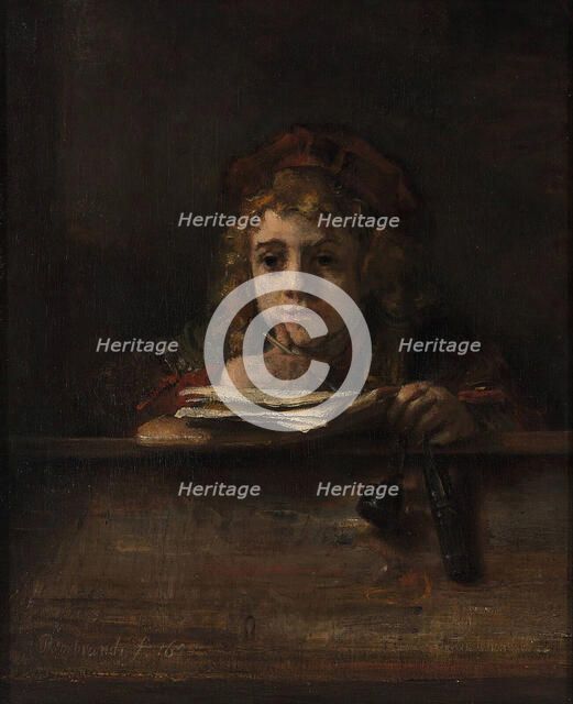 Titus at his desk, 1655. Artist: Rembrandt van Rhijn (1606-1669)