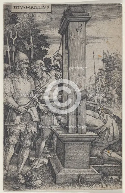 Titus Manlius, from Roman Heroes, 1535. Creator: Georg Pencz.