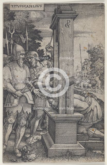 Titus Manlius, from Roman Heroes, 1535. Creator: Georg Pencz.