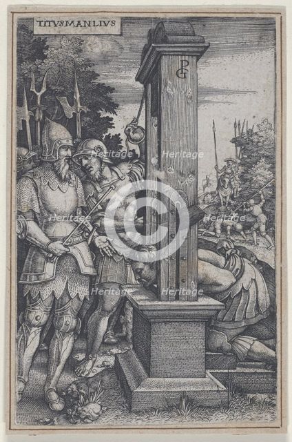 Titus Manlius, from Roman Heroes, 1535. Creator: Georg Pencz.