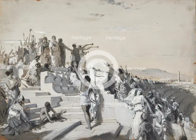 Titus Quinctius Flaminius proclaims the freedom of the Greek states. Creator: Pogliaghi, Lodovico (1857-1950).
